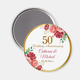 50. Hochzeitsjubiläum Goldrahmen Floral Magnet