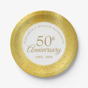 50. Hochzeitsjubiläum Goldstaubfolie Pappteller