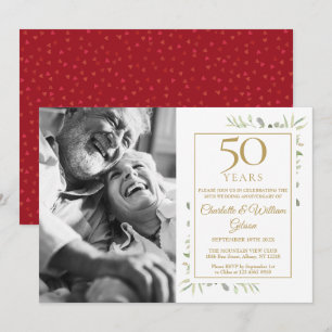 50. Hochzeitsjubiläum Grün Liebe Herz Foto Einladung