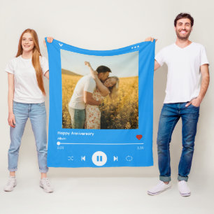 50. Hochzeitsjubiläum Himmelblaues Foto-Song-Album Fleecedecke