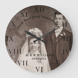 50. Hochzeitsjubiläum Moderne Elegante Foto  Große Wanduhr