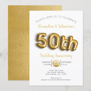 50. Hochzeitsjubiläum Personalisiert Faux Gold Einladung