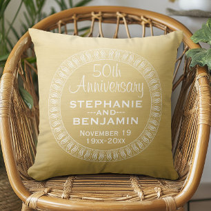 50. Hochzeitsjubiläum personalisiertes Gold Kissen