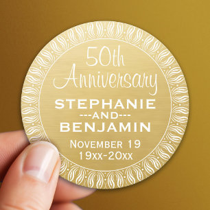 50. Hochzeitsjubiläum personalisiertes Gold Runder Aufkleber