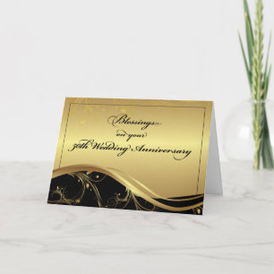 50. Hochzeitsjubiläum religiös, Schwarz und Gold Karte
