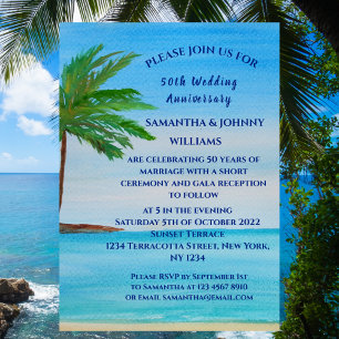 50. Hochzeitsjubiläum Tropischer Strand Küste Save The Date