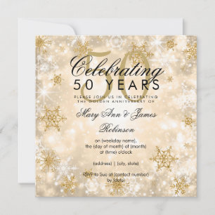 50. Hochzeitsjubiläum Winter Glanz Gold Einladung