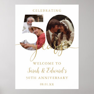 50. Hochzeitstag 2 Foto Begrüßungszeichen Poster