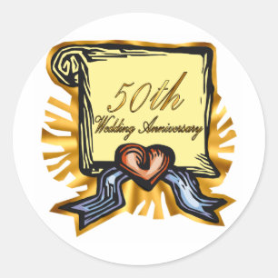 50. Hochzeitstag 3w Runder Aufkleber