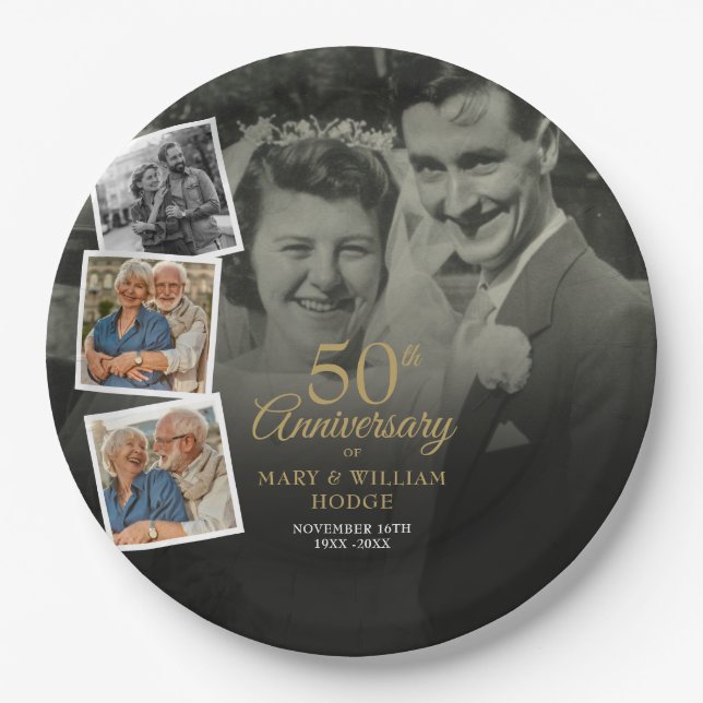 50. Hochzeitstag 5 FotoCollage Pappteller (Vorderseite)
