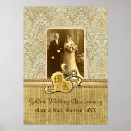 50. Hochzeitstag Antique Damask Gold Poster