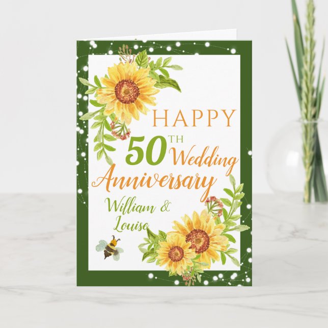 50. Hochzeitstag Blumenblume Karte (Vorderseite)