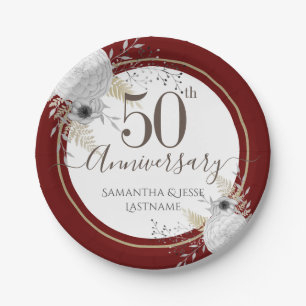 50. Hochzeitstag Blumenpapier-Platte Pappteller