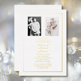 50. Hochzeitstag Chic Weißgoldrand Folieneinladung