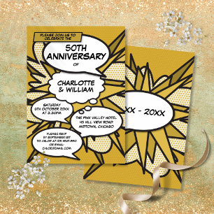 50. Hochzeitstag Comic-Book-Pop Einladung