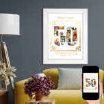 50. Hochzeitstag Custom Foto Collage Poster<br><div class="desc">Personalisiertes 50. Goldenes Hochzeitsgeschenk für Eltern. Dieses weiße und goldene Poster besticht durch eine zahlenmäßige 50-förmige Foto-Collage mit einem eleganten Deko-Rahmen und verzierter Schriftzeichen. Die Vorlage ist für Sie bereit, um Ihre Namen, den eigenen Text und das Hochzeitsdatum hinzuzufügen. Die Foto-Collage enthält Platz-, Landschafts- und Porträtbilder, um Ihnen viele Möglichkeiten...</div>