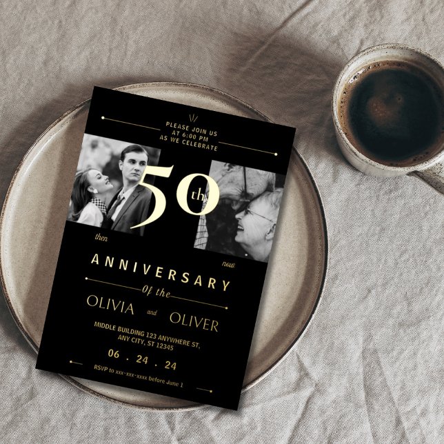 50. Hochzeitstag damals und heute Folieneinladung (Von Creator hochgeladen)