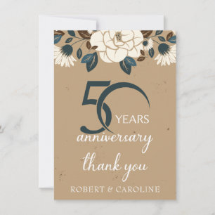 50. Hochzeitstag Danke, Herr Floral Dankeskarte