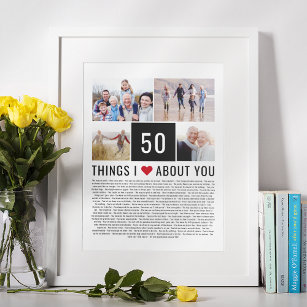 50. Hochzeitstag Dinge, die ich Liebe Liste Foto Poster