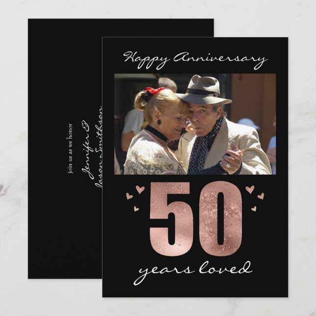 50. Hochzeitstag Ein Foto Party Einladung (Vorne/Hinten)