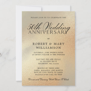 50. Hochzeitstag Einladung Gold Glitter