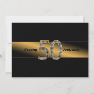 50. Hochzeitstag - Einladung - Gold/Schwarz
