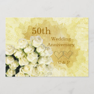 50. Hochzeitstag Einladung mit weißen Stros