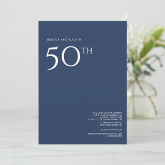 50. Hochzeitstag Einladung Navy Blue