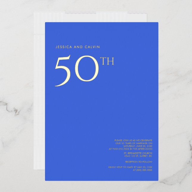 50. Hochzeitstag Einladung Royal Blue (Briefumschlag)