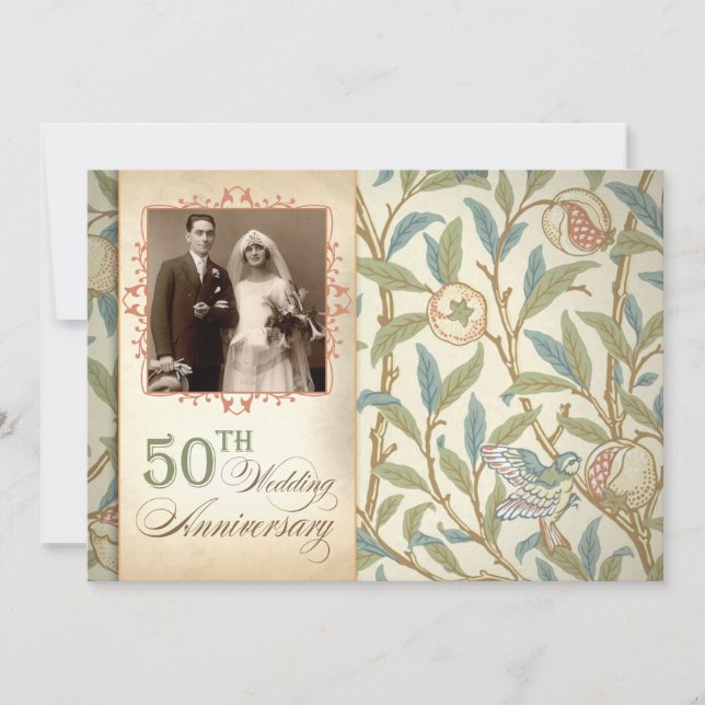 50. Hochzeitstag - Einladungen zum Vintagen Foto (Vorderseite)