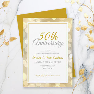 50. Hochzeitstag Eleganter goldener Bokeh Einladung