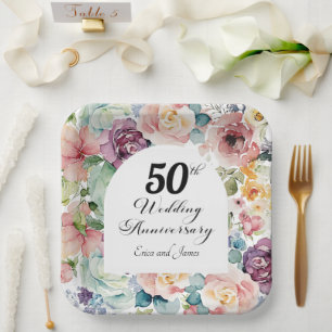 50. Hochzeitstag Elegantes Drehbuch Pappteller