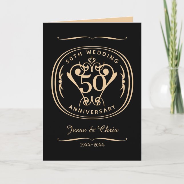 50. Hochzeitstag Faltenkarte Karte (Vorderseite)
