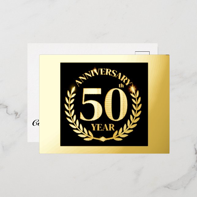 50. Hochzeitstag Folie Einladungspostkarte (Vorderseite/Rückseite)