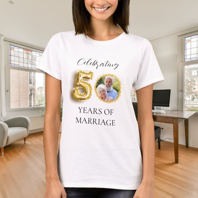 50. Hochzeitstag Foto Gold T-Shirt (Von Creator hochgeladen)