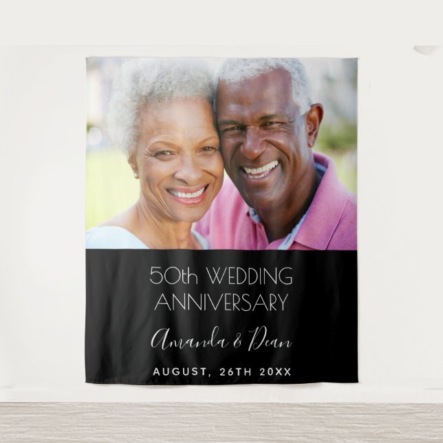 50. Hochzeitstag Foto modern und elegant Wandteppich (Vorderseite)