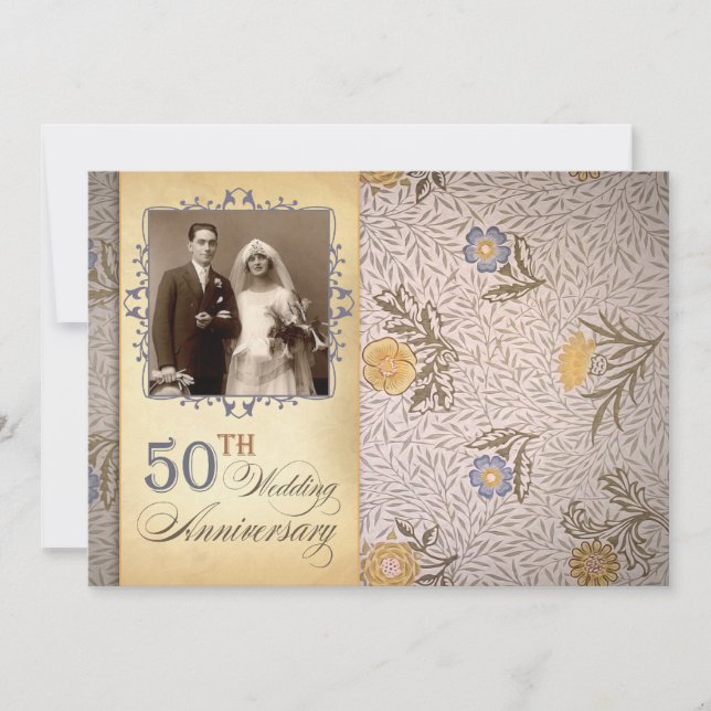 50. Hochzeitstag Foto Vintag lädt ein Einladung (Vorderseite)