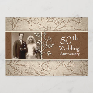 50. Hochzeitstag Foto Vintage Einladungen