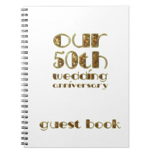 50. Hochzeitstag-Gast-Buch-Goldweiß Notizblock