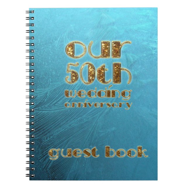 50. Hochzeitstag Gästebuch Frozen Blue Notizblock (Vorderseite)