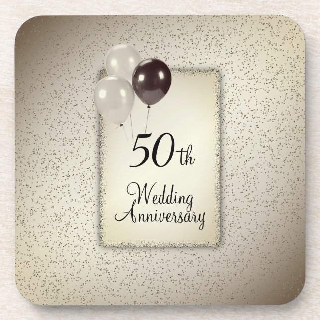 50. Hochzeitstag Getränkeuntersetzer (Vorderseite)