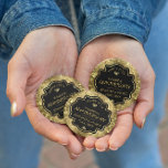 50. Hochzeitstag Gold & Black Button<br><div class="desc">Bild eines goldglänzenden Blumendamfels und Golddiamanten mit einer anpassbaren Textvorlage für Sie anpassen.</div>