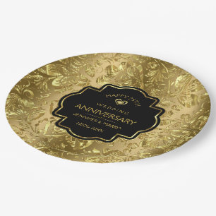 50. Hochzeitstag Gold & Black Pappteller