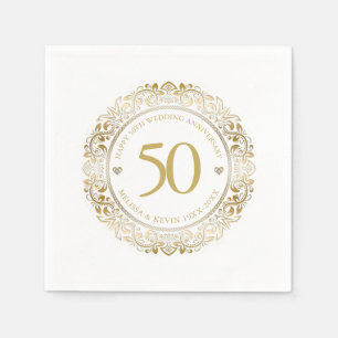 50. Hochzeitstag Gold Blumenrahmen 2 Serviette