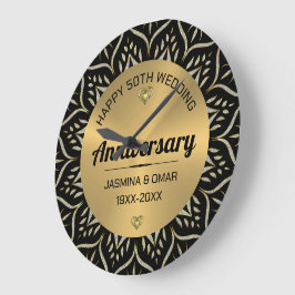 50. Hochzeitstag Gold & Diamanten Große Wanduhr