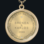 50. Hochzeitstag Gold & Diamanten Vergoldete Kette<br><div class="desc">Elegant Happy 50. Hochzeitstag Bild von goldenem Hintergrund und Diamanten mit schwarz anpassbarem Text.</div>
