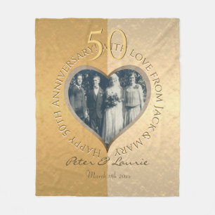 50. Hochzeitstag Gold Heart Foto Fleecedecke