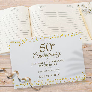 50. Hochzeitstag Gold Hearts Confetti Gästebuch
