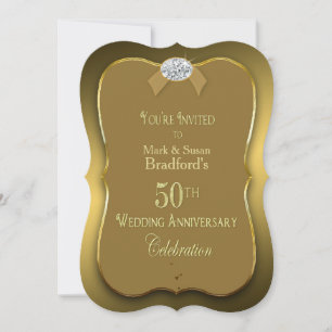 50. Hochzeitstag - Gold/Imitate Diamant Einladung