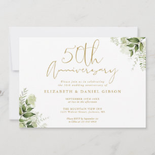 50. Hochzeitstag Gold Script Foto Einladung